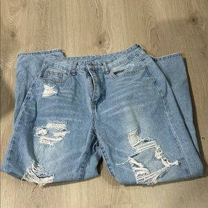 SHEIN Light Blue Distressed Women Jeans